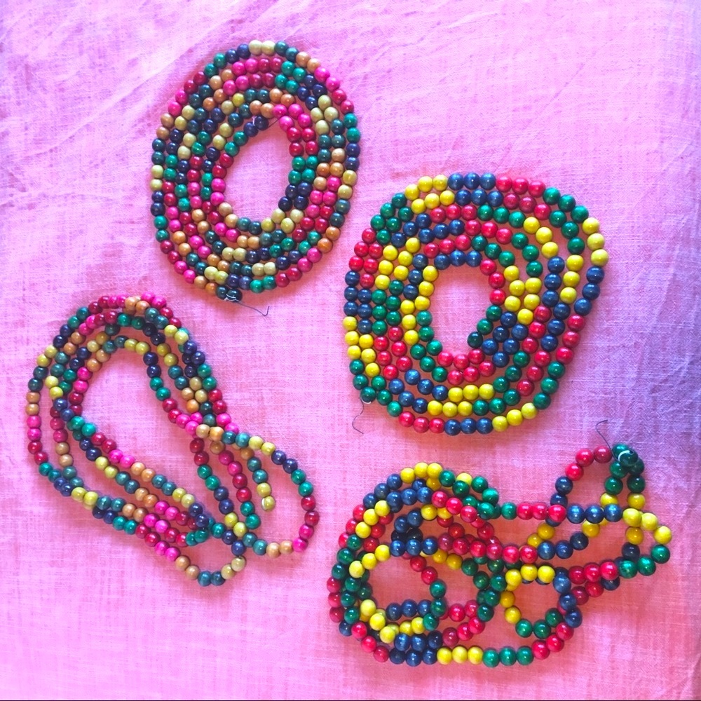 Vintage Wooden Colorful Bead Decoration Garland Christmas
